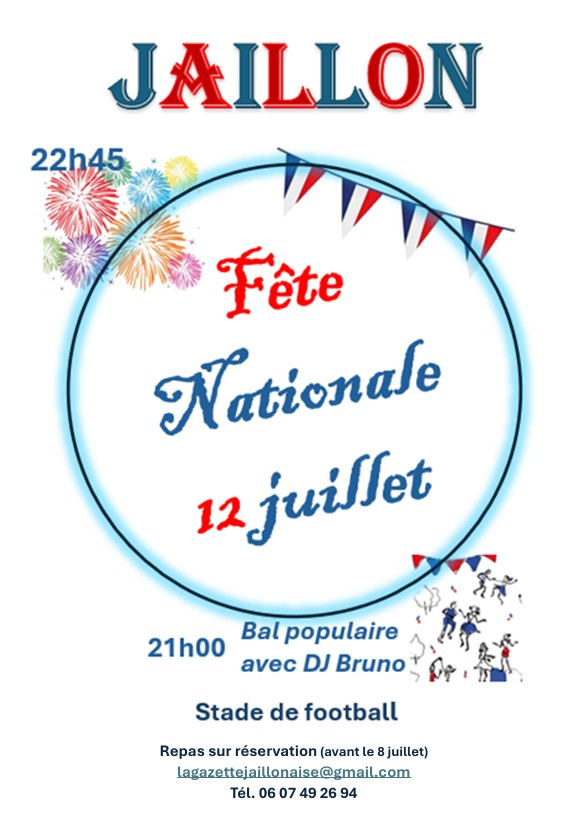 Fête Nationale à Jaillon le 12 juillet 2025