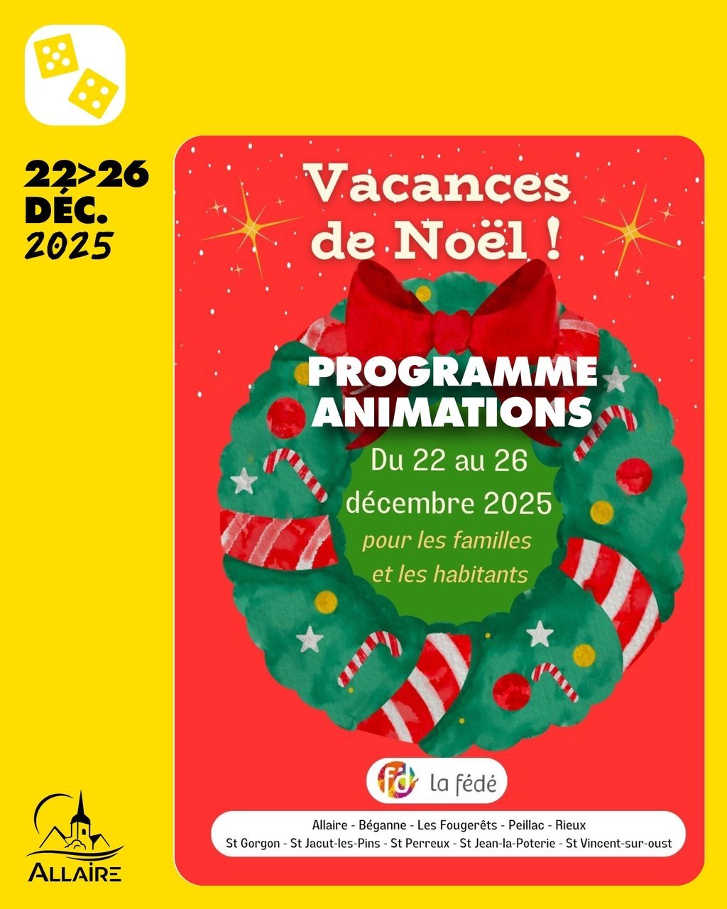 Programme des animations pour tous des vacances de Noël