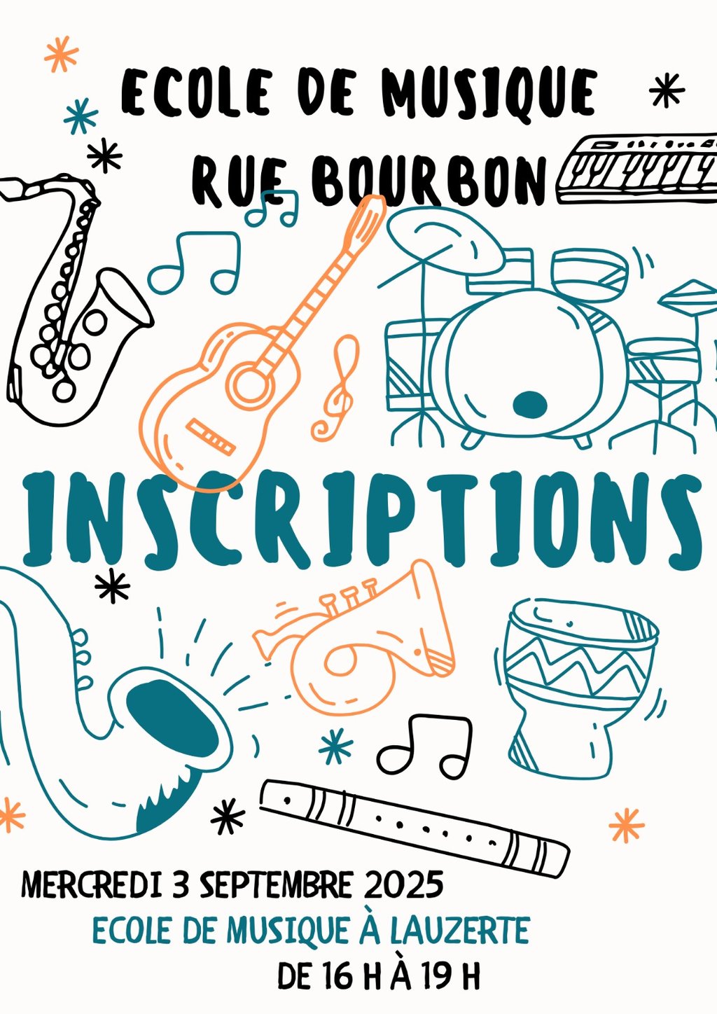 Inscriptions École de musique Rue Bourbon