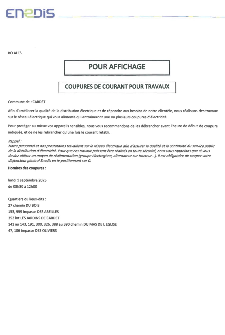 Coupure de courant