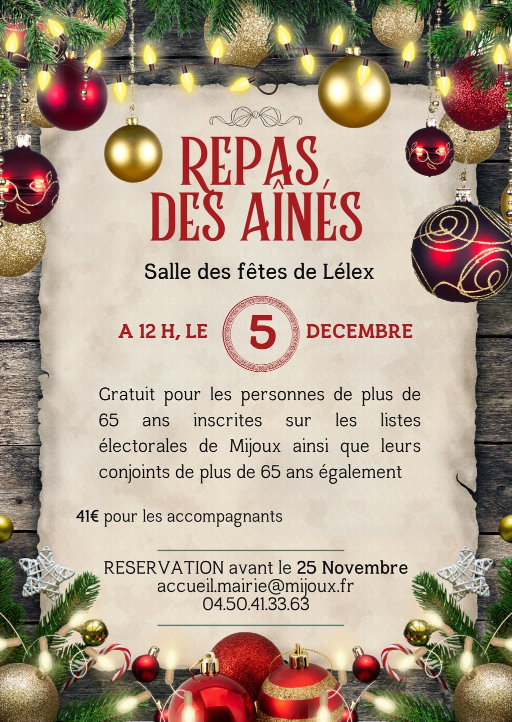 📢Invitation aux repas des aînés !
