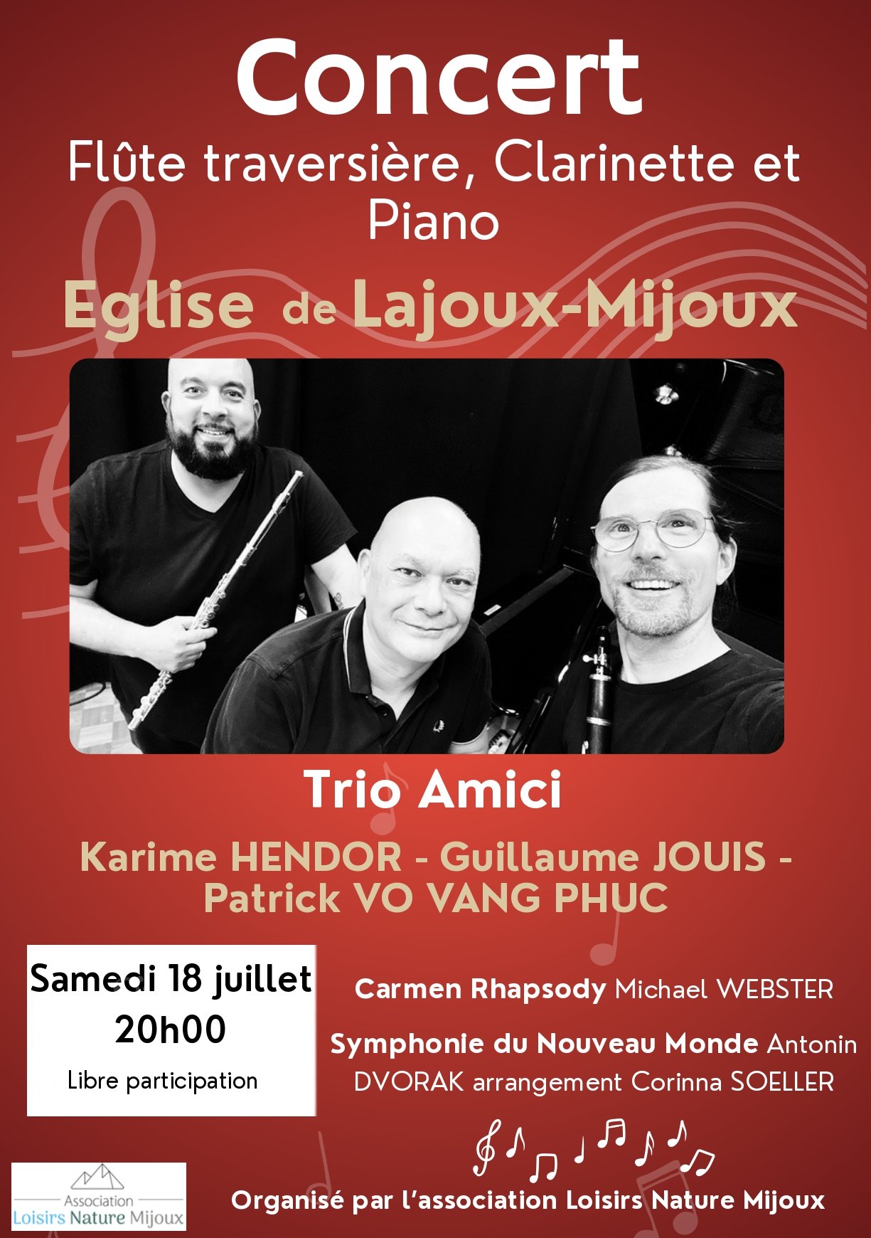 🪈🎹Concert de flûte traversière, clarinette et piano