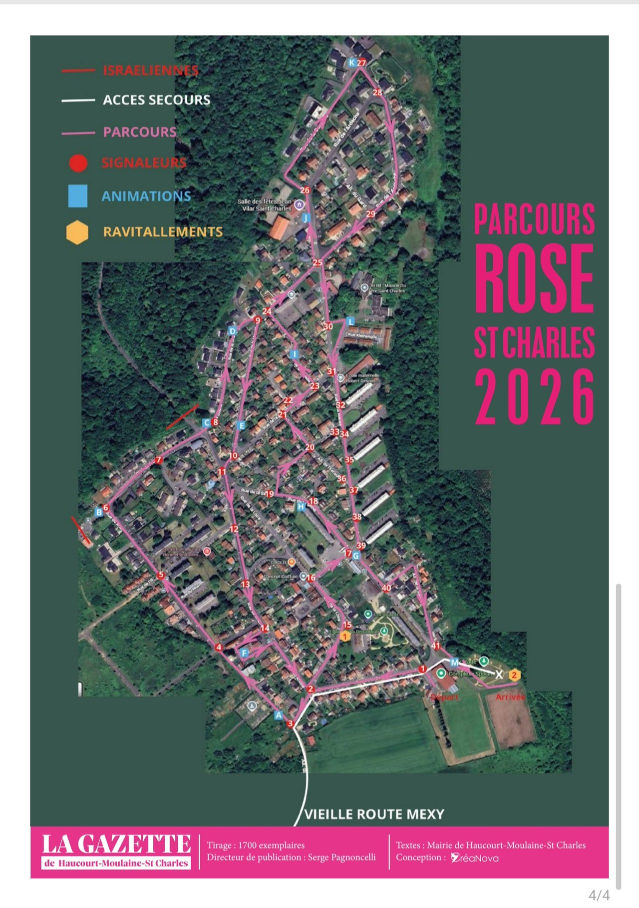Plan officiel du Parcours Rose à Saint-Charles en 2026