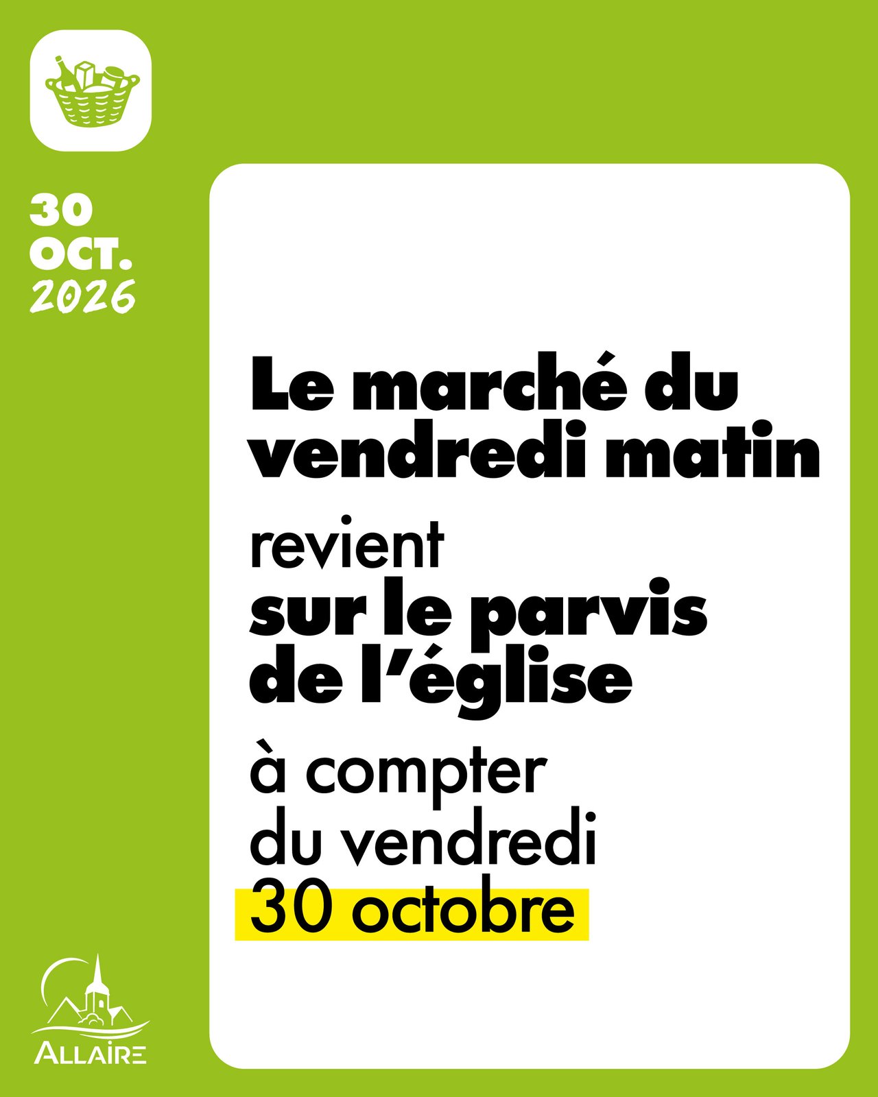 Retour du marché du vendredi matin sur le parvis de l’église