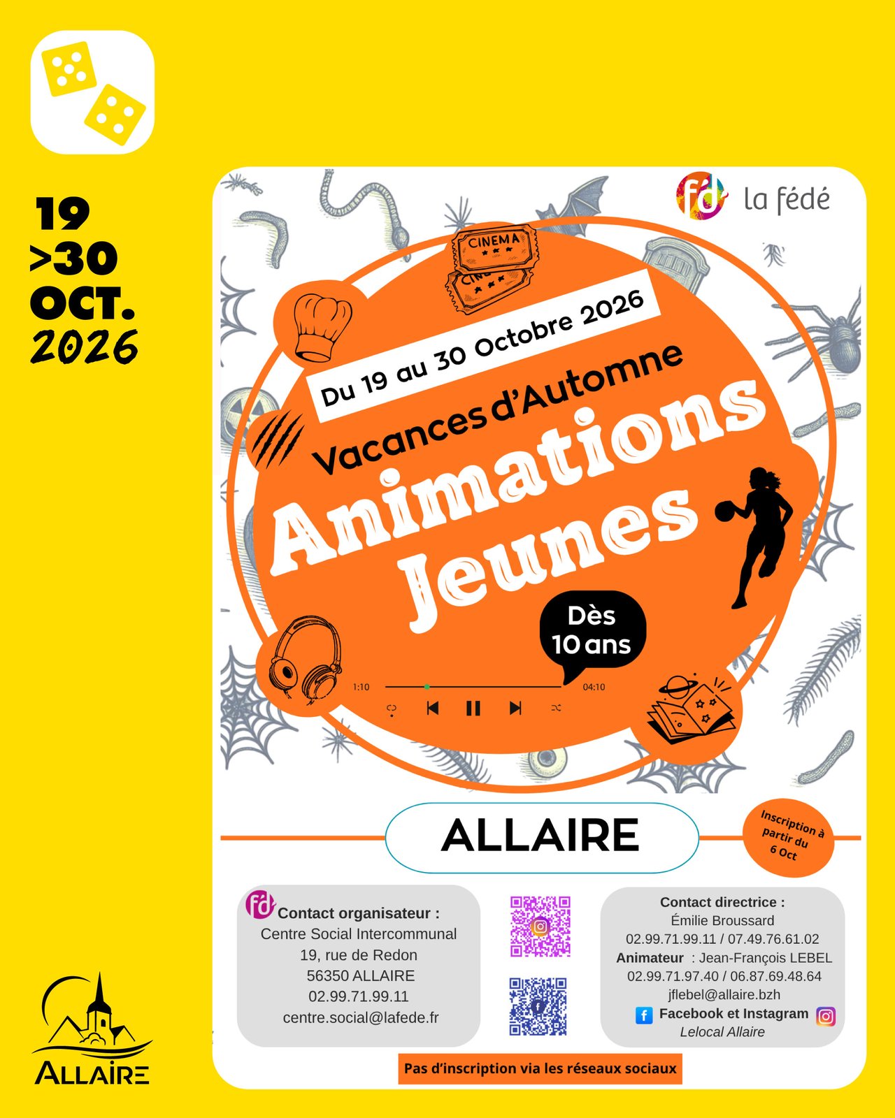 Programme des animations jeunes des vacances d’automne