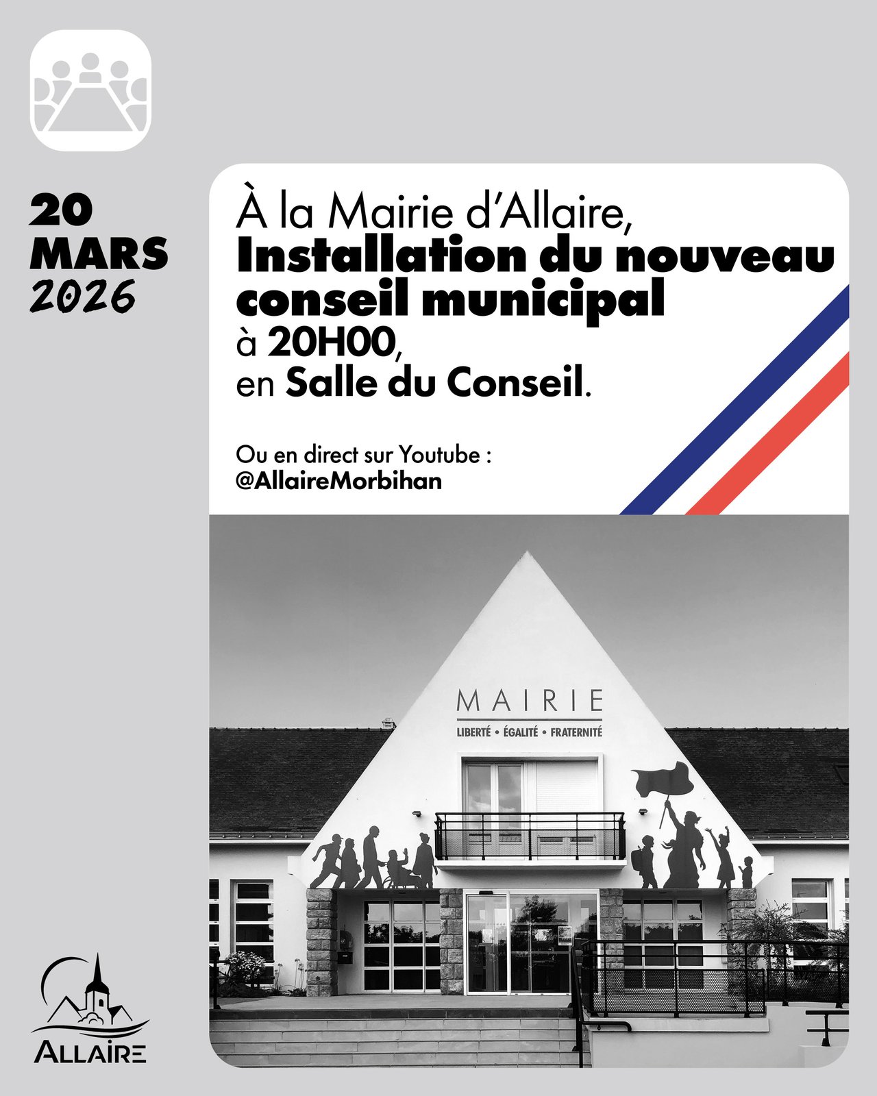 Installation du NOUVEAU CONSEIL MUNICIPAL vendredi 20 mars