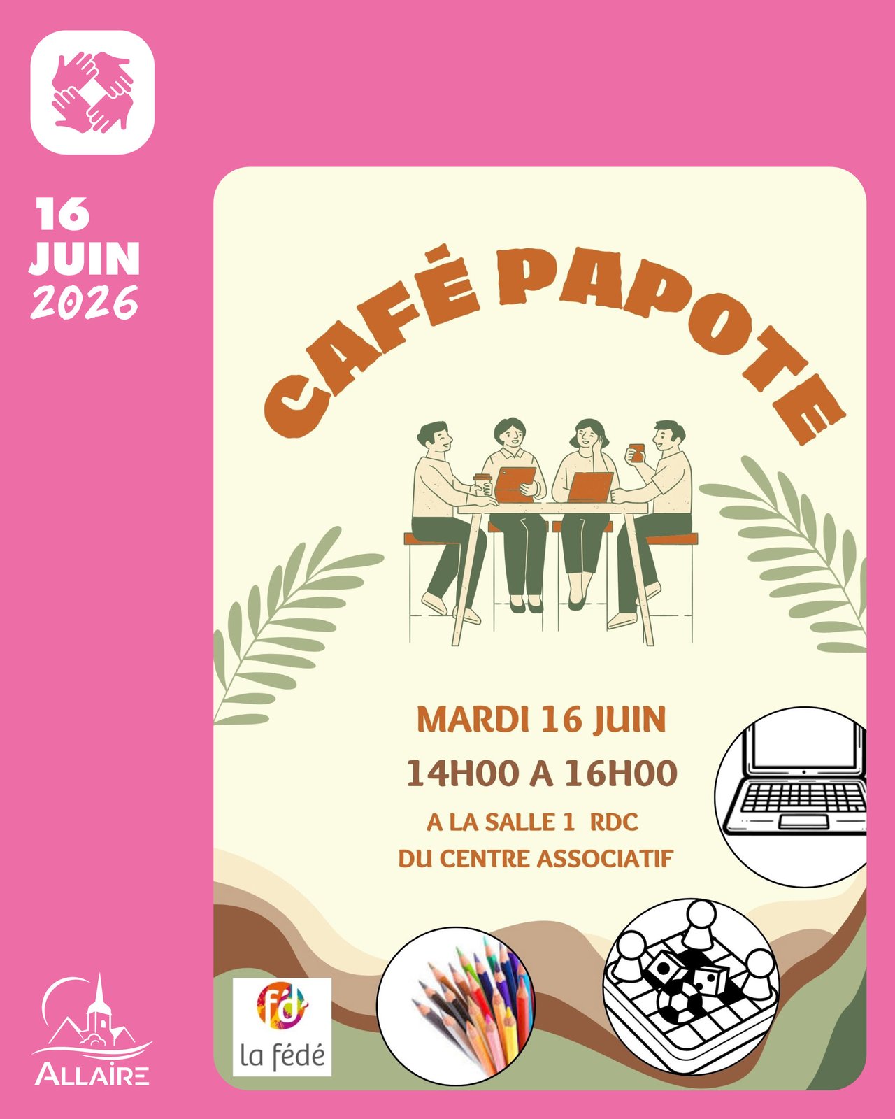 Café papote le 16 juin · Centre associatif