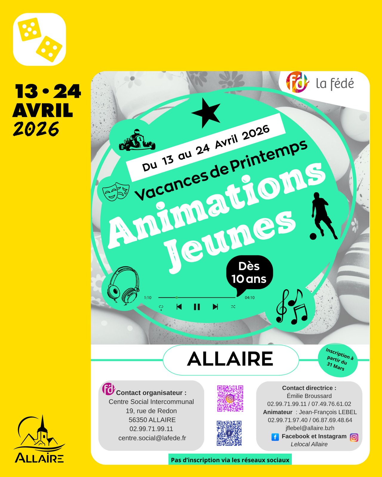 Programme des animations jeunes des vacances de printemps