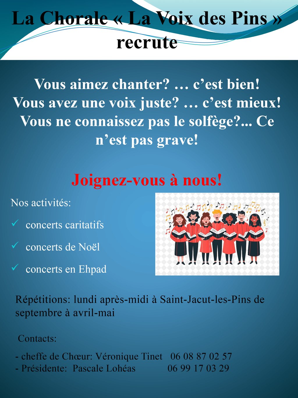 Rejoignez la Chorale “La voix des pins”