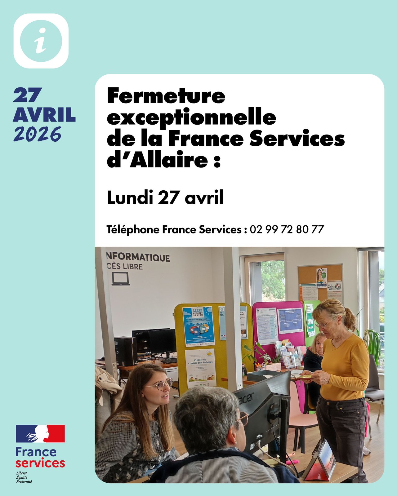 Fermeture exceptionnelle de la France Services le 27 avril