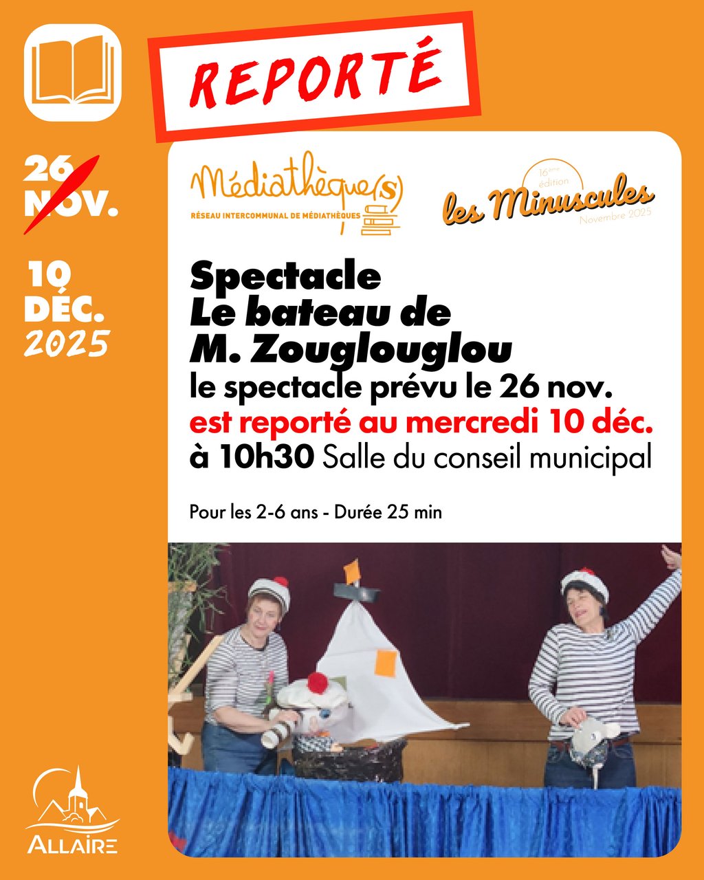 Spectacle pour les 2 · 6 ans Le bateau de M. Zouglouglou