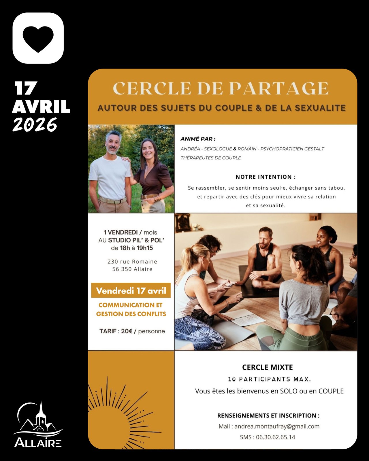 Cercle de partage autour du couple et de la sexualité le 17 avril