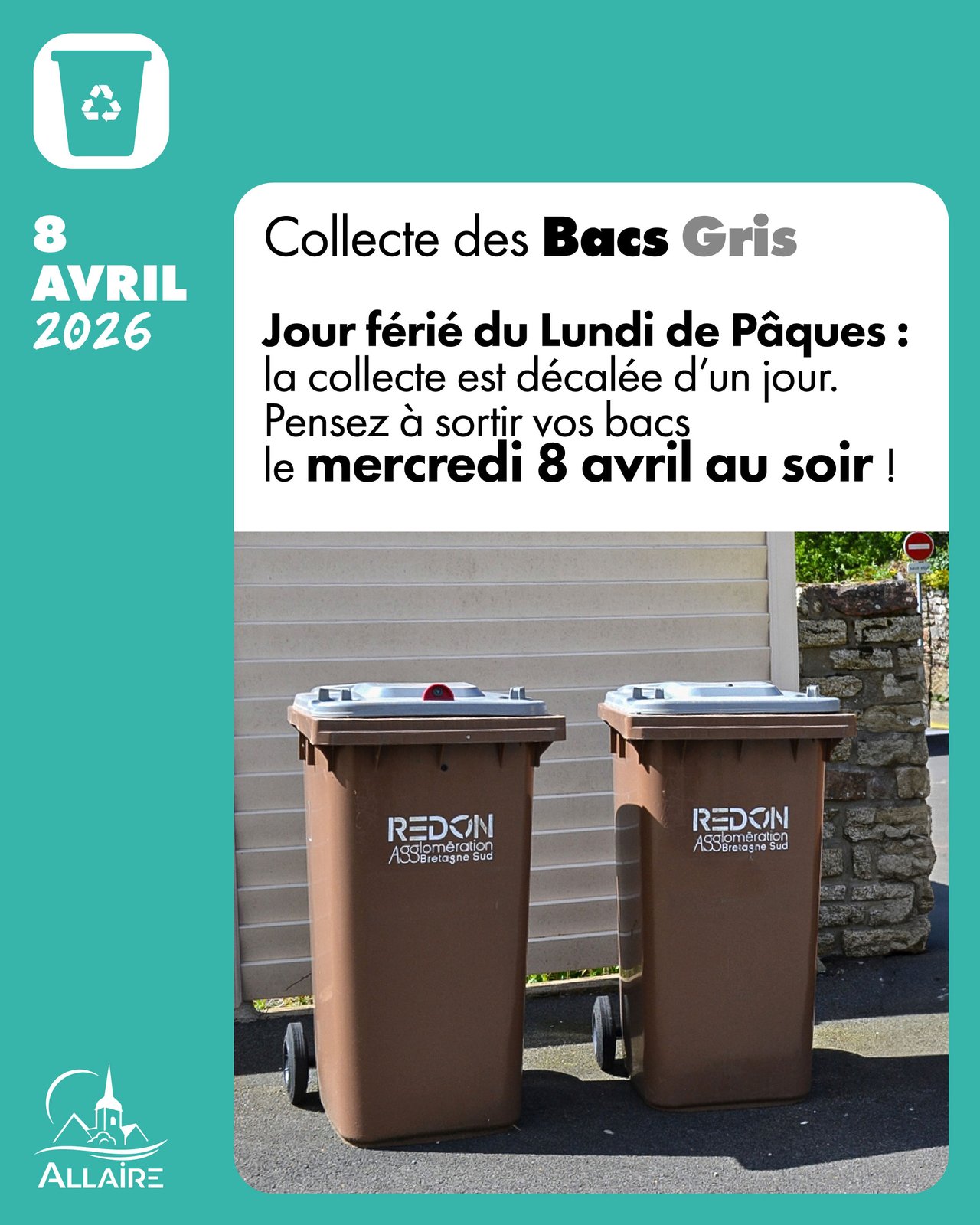 La collecte des ordures ménagères décalée d’un jour