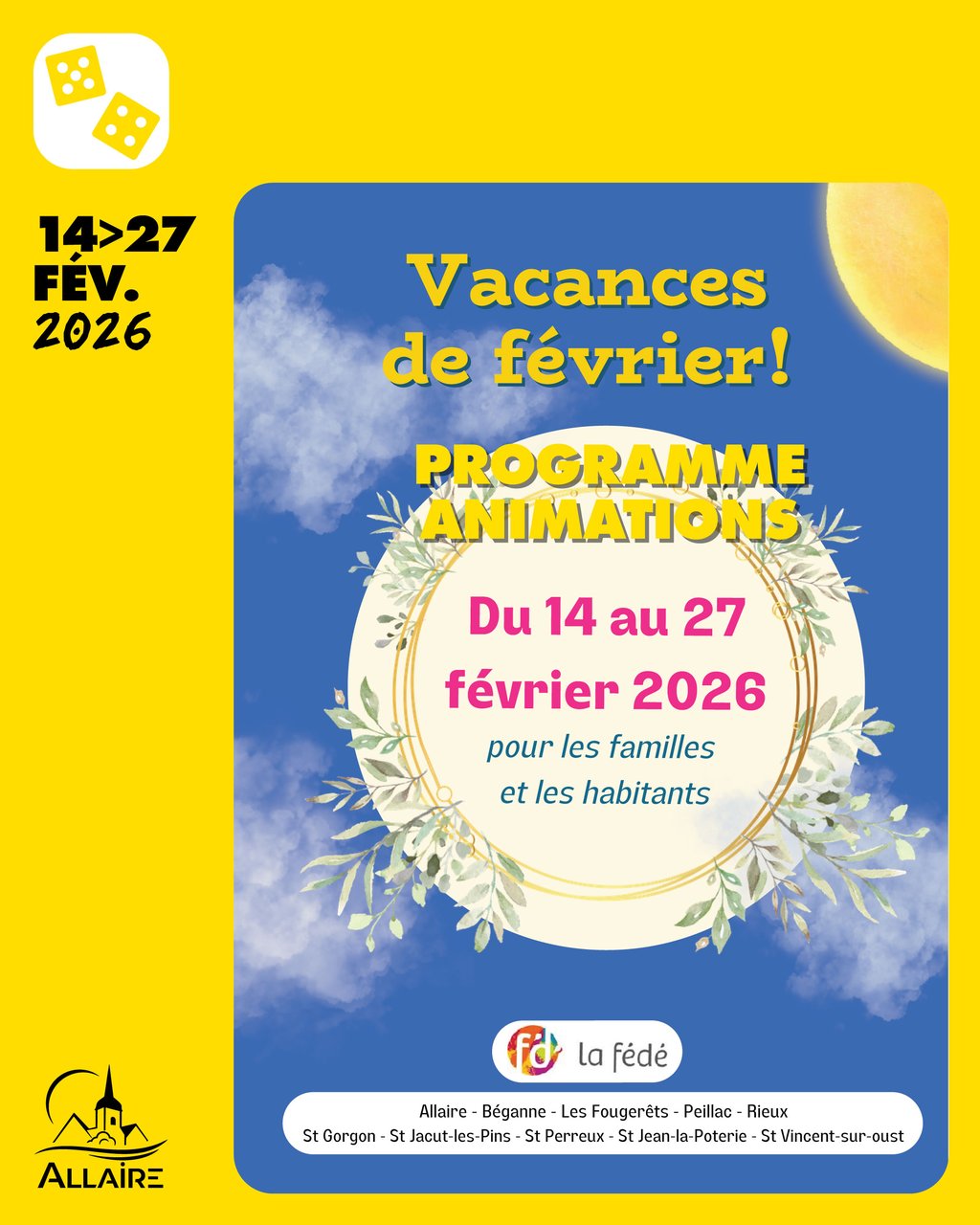 Programme des animations pour tous des vacances de février