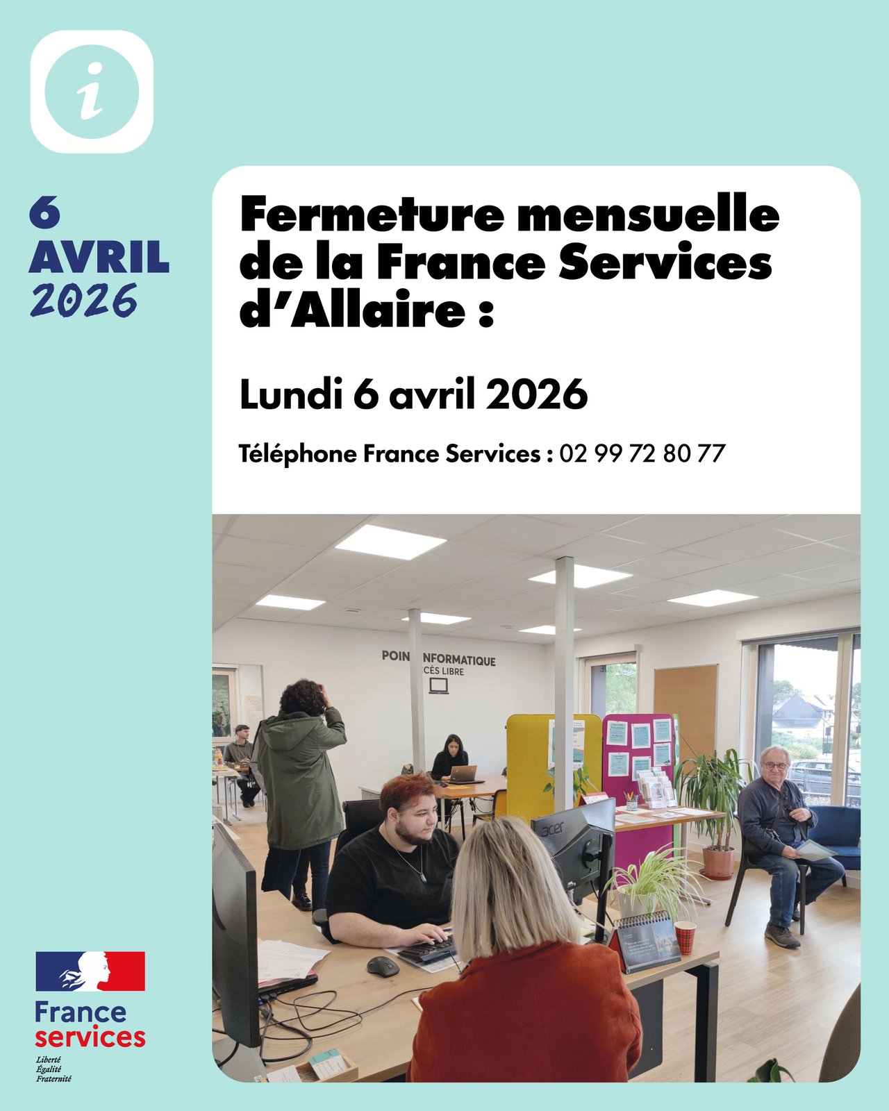 Fermeture mensuelle d’avril de la France Services