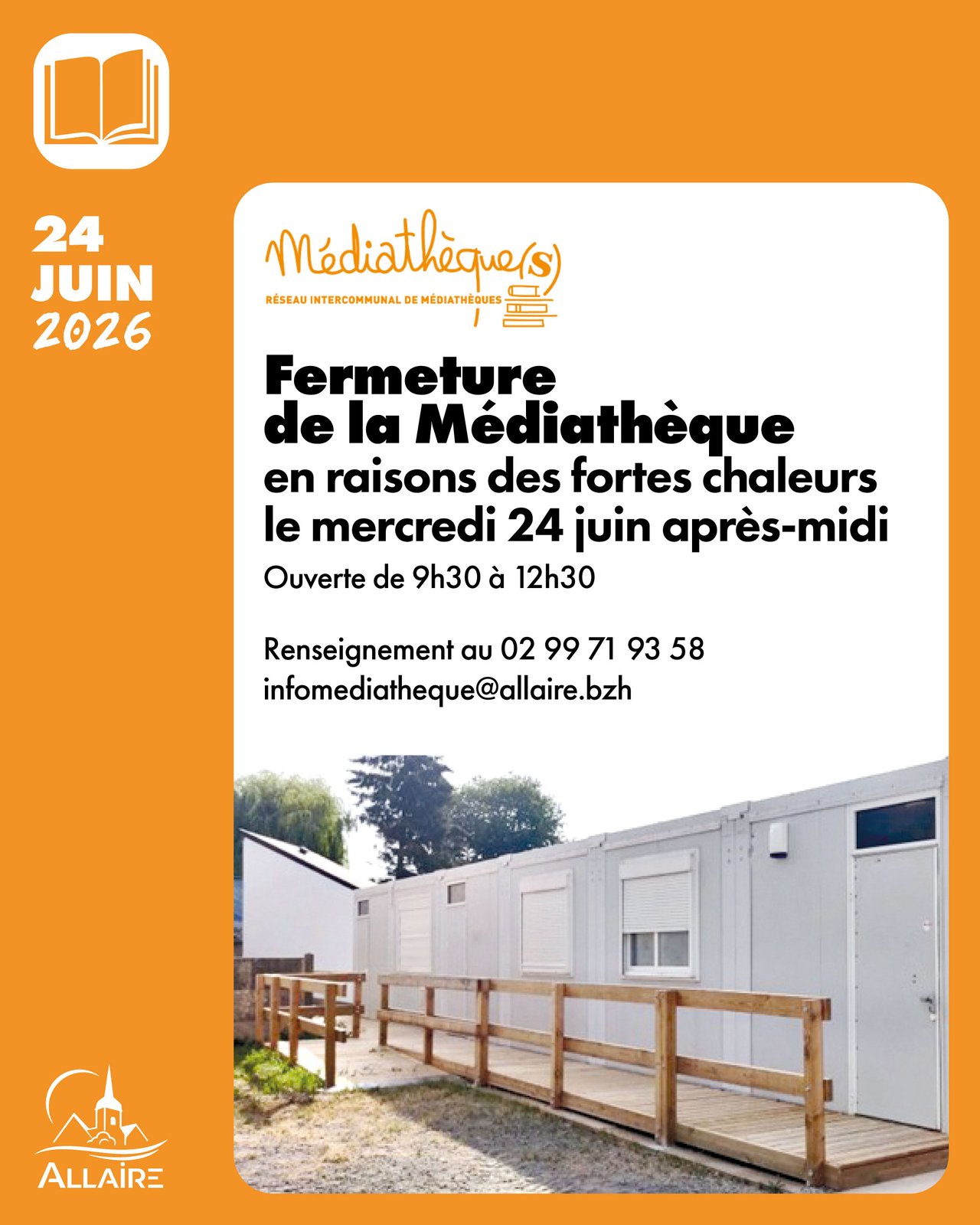 Fermeture de la Médiathèque mercredi prochain après-midi