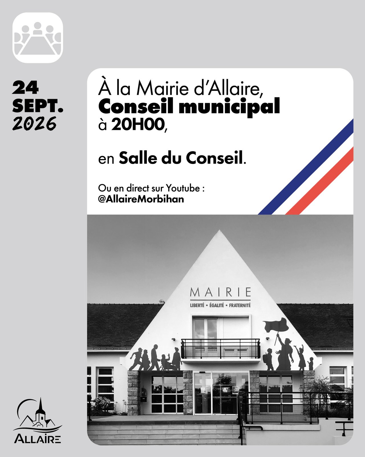 Conseil municipal le jeudi 24 septembre 2026