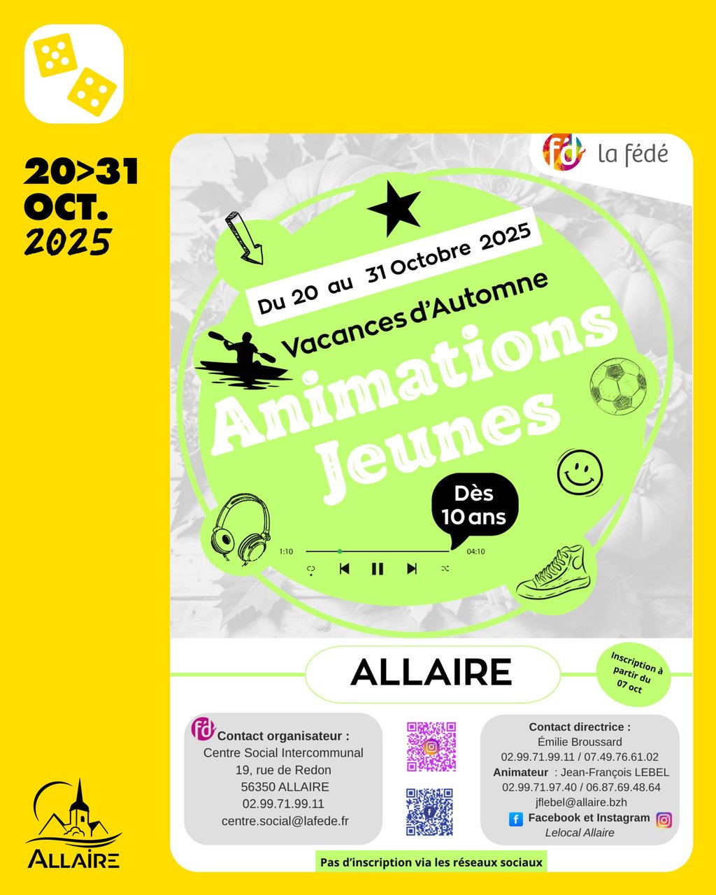Programme des animations jeunes des vacances d’automne