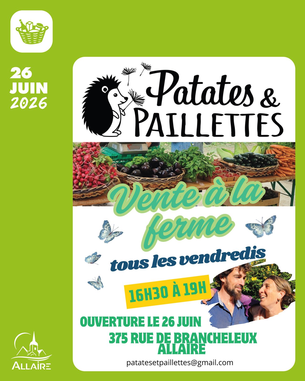 Vente à la ferme · Patates et paillettes