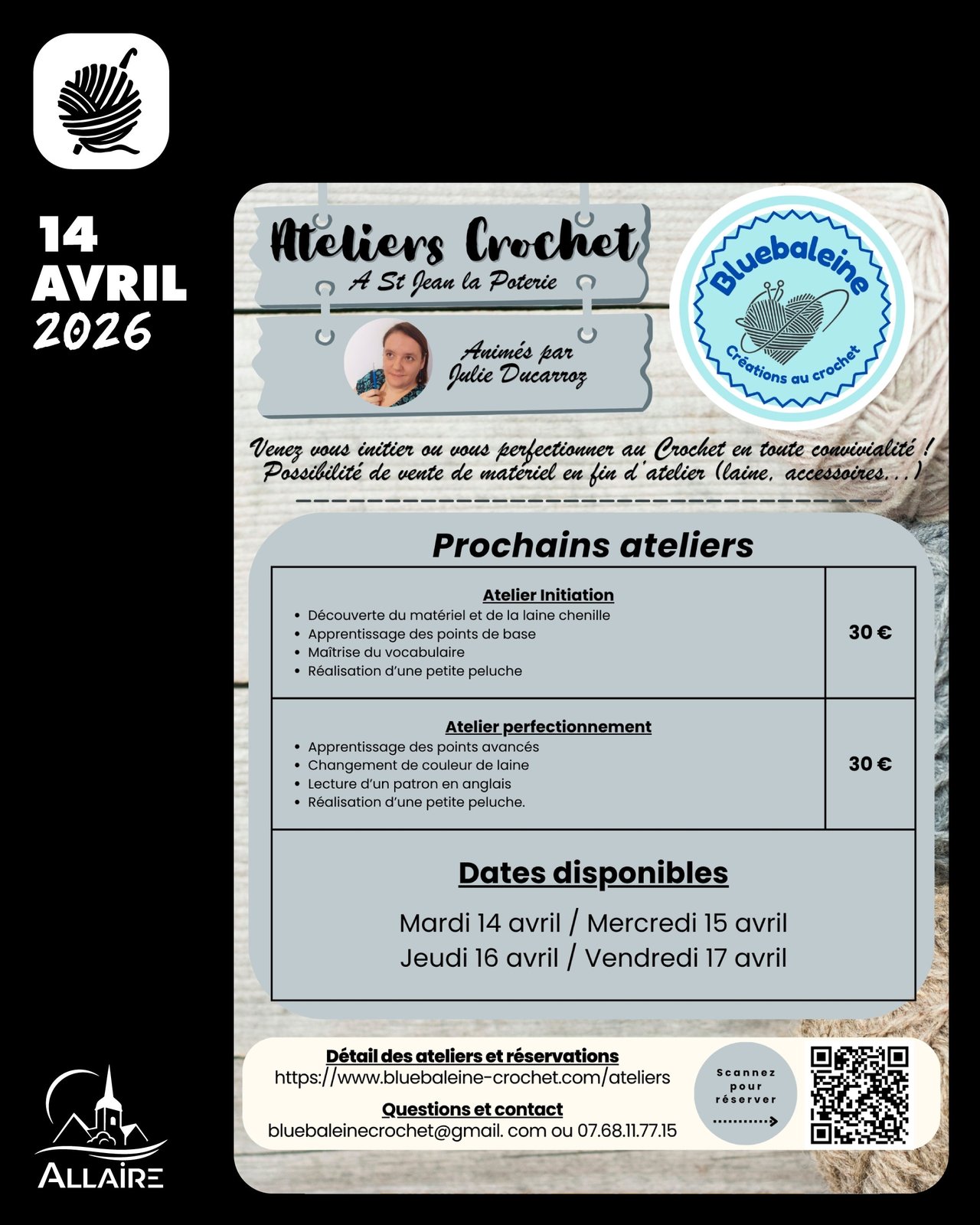 Ateliers crochet chez Bluebaleine