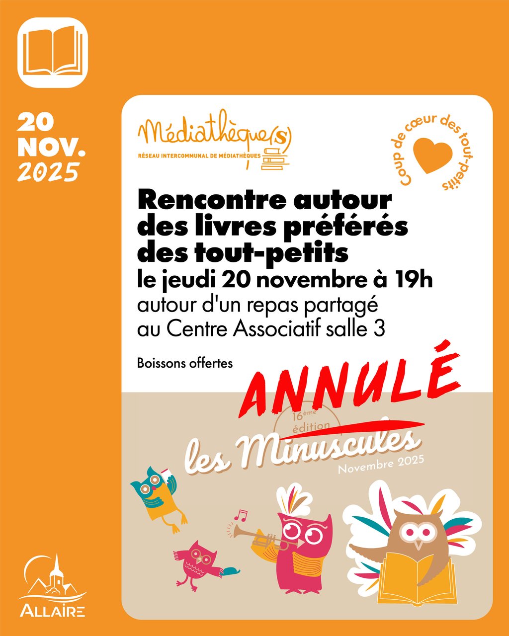 Annulation de la Rencontre autour des livres coup de ❤️ des tout-petits