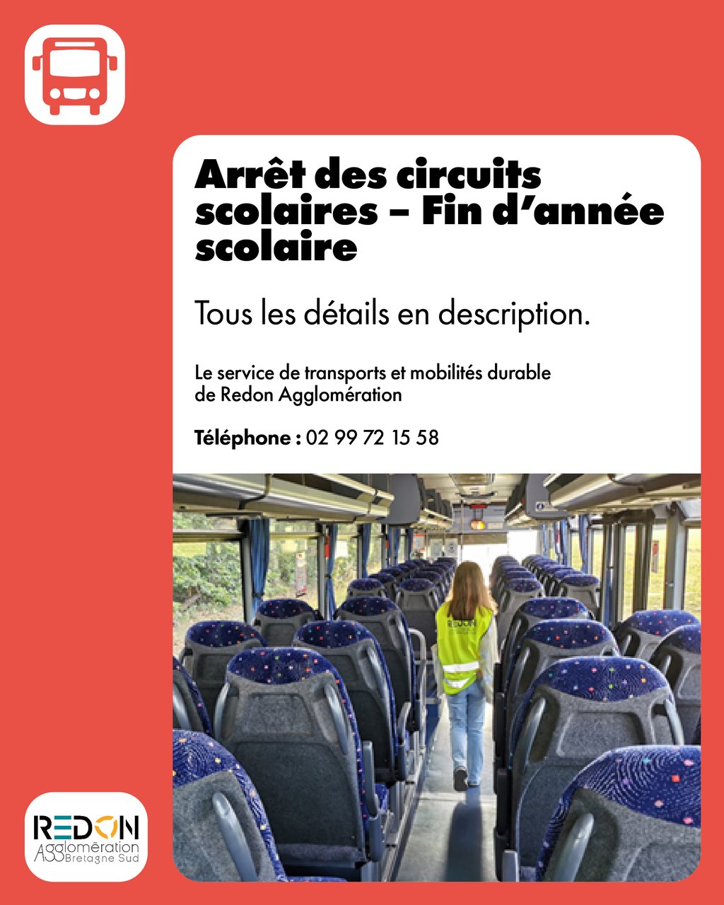 Arrêt des circuits scolaires – Fin d’année scolaire