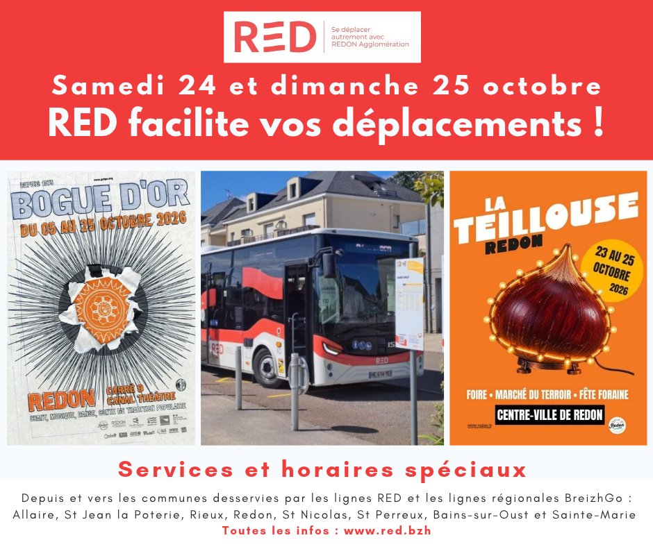 Navettes RED spéciales pour le week-end prochain
