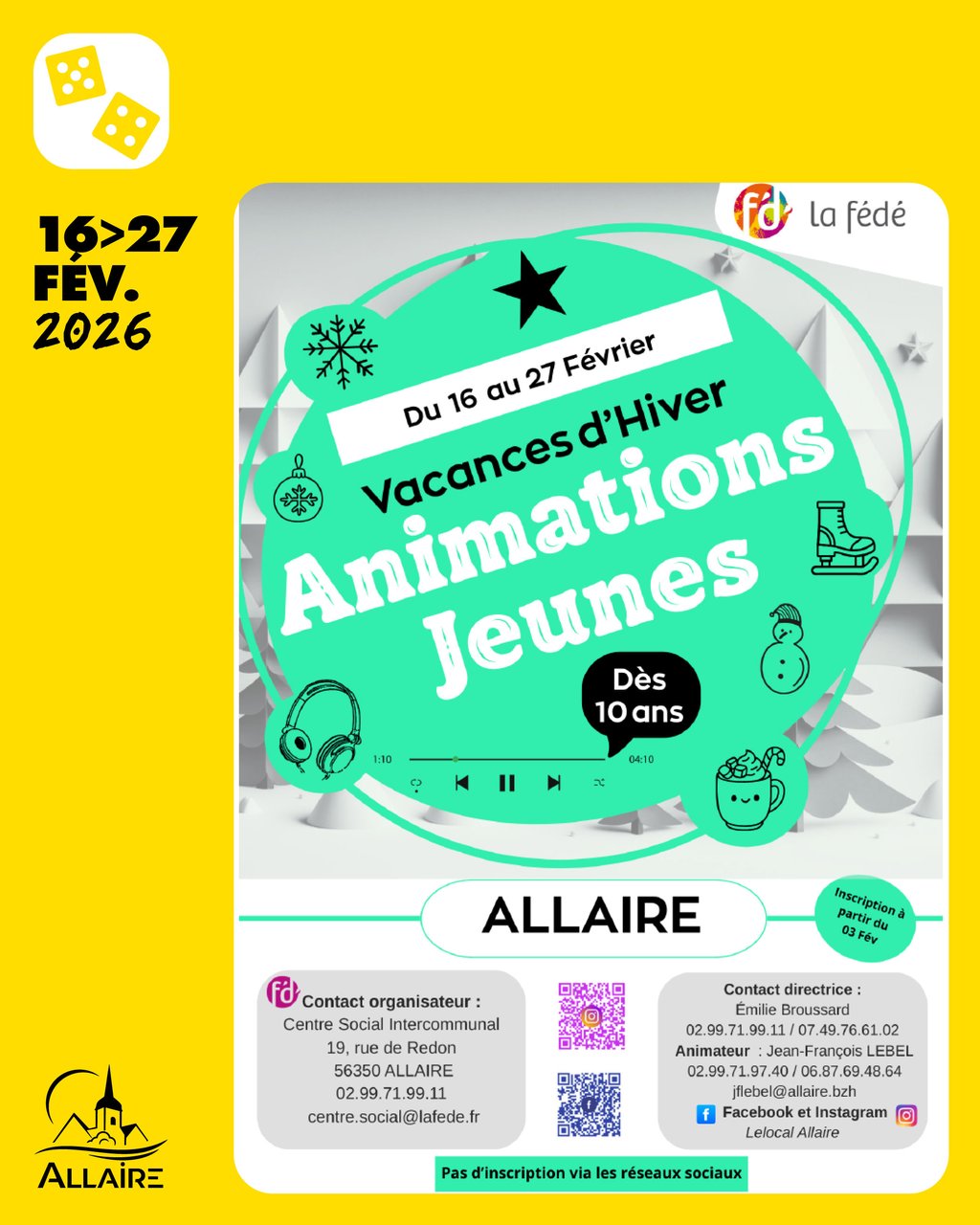 Programme des animations jeunes des vacances de février