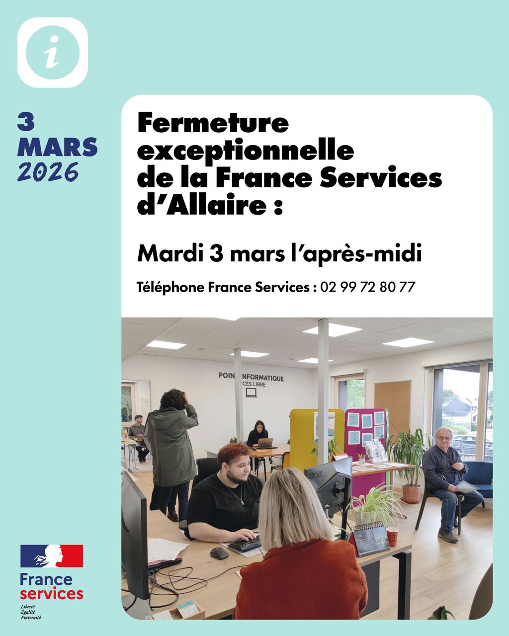 France Services : fermeture exceptionnelle le 3 mars après-midi