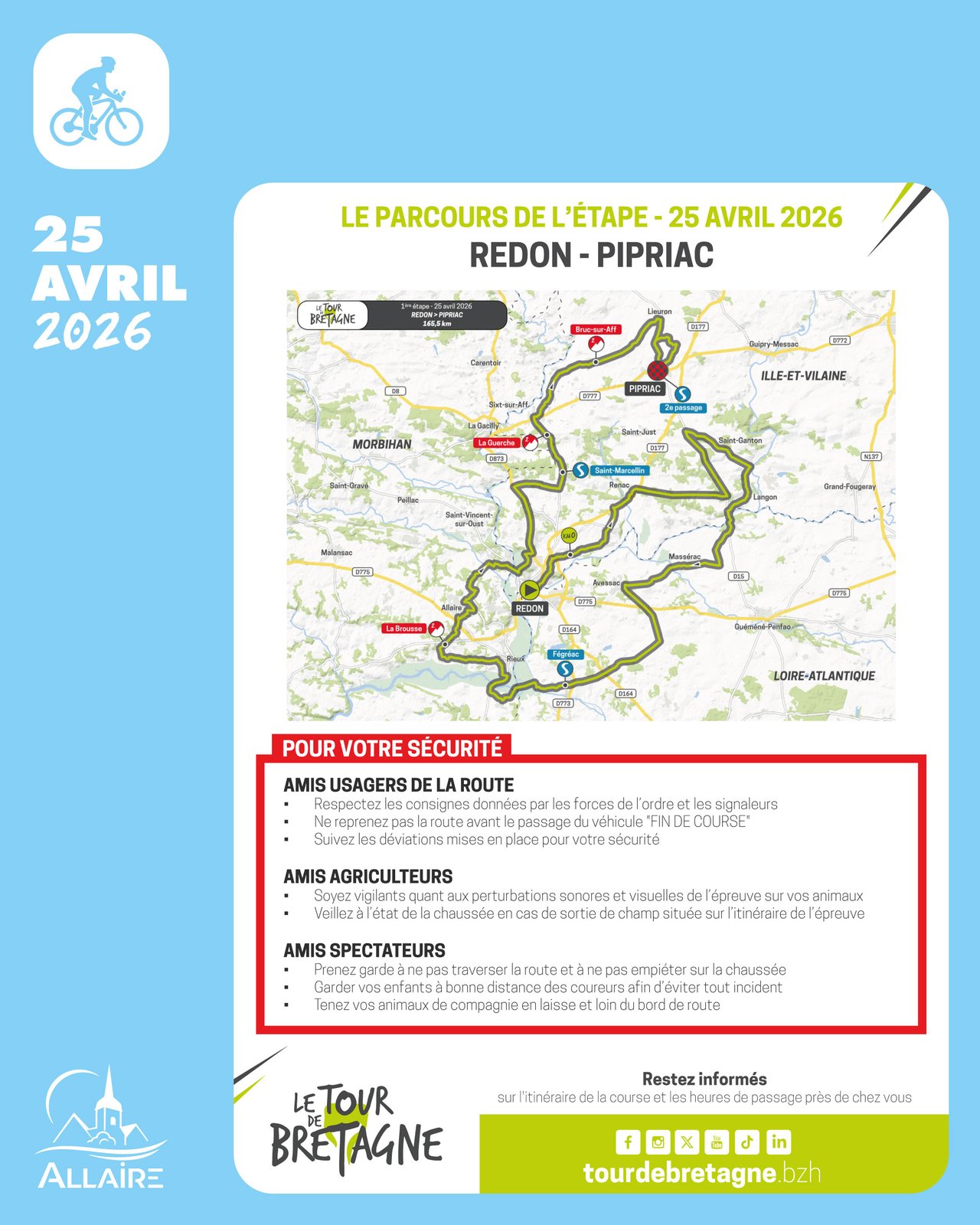 Passage du Tour de Bretagne Cycliste le 25 avril