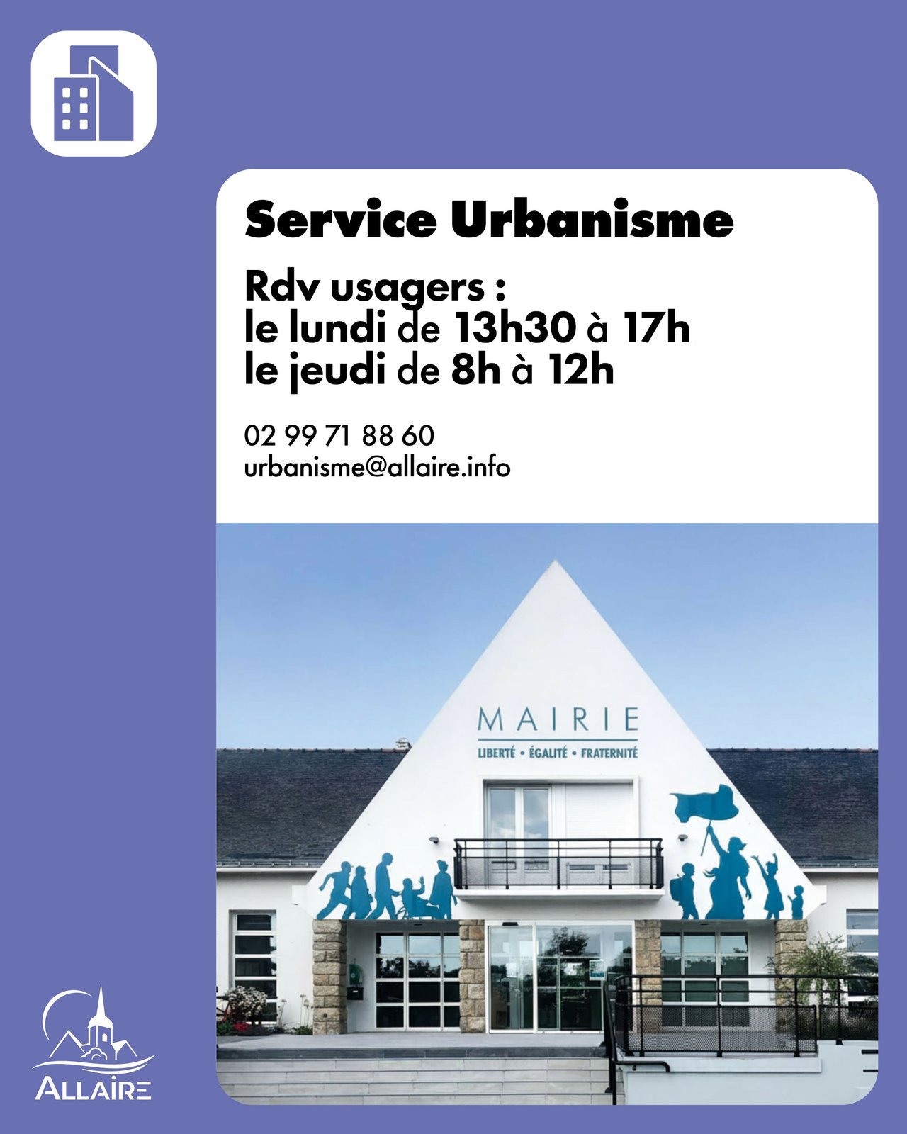Service Urbanisme : les horaires pour vos rdv