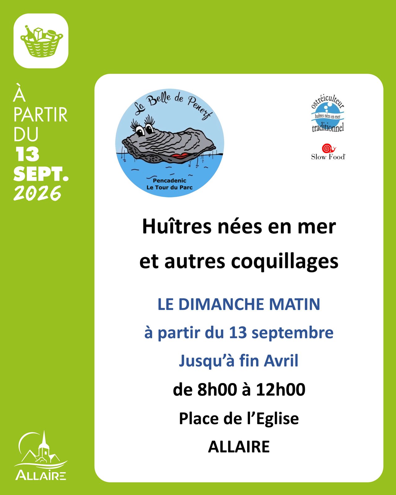 Vente d’huitres place de l’église