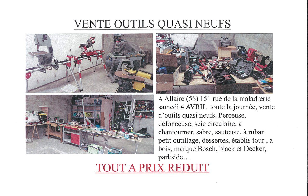 Vente d’outils demain