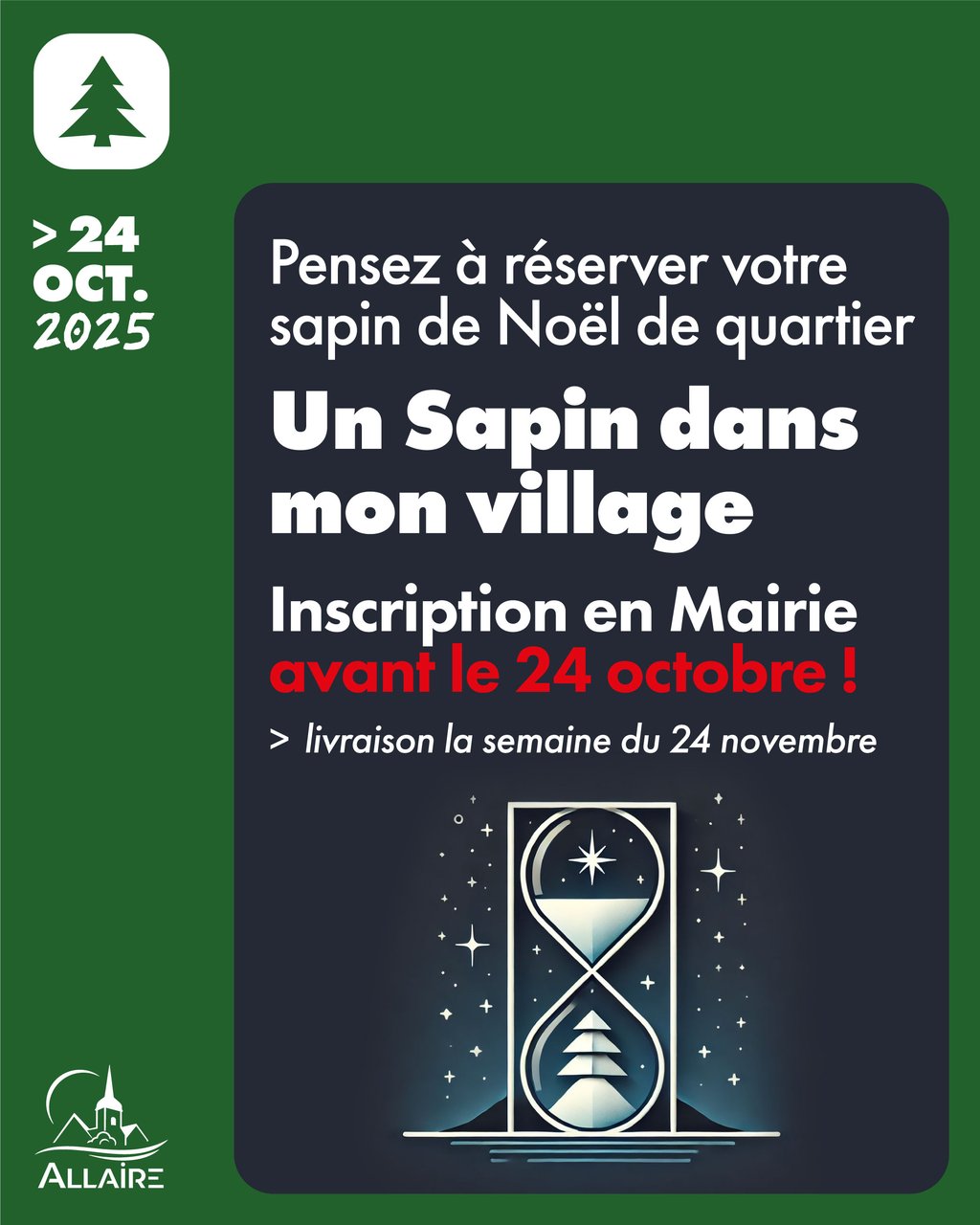 DEMAIN DERNIER JOUR pour réserver votre SAPIN DE QUARTIER