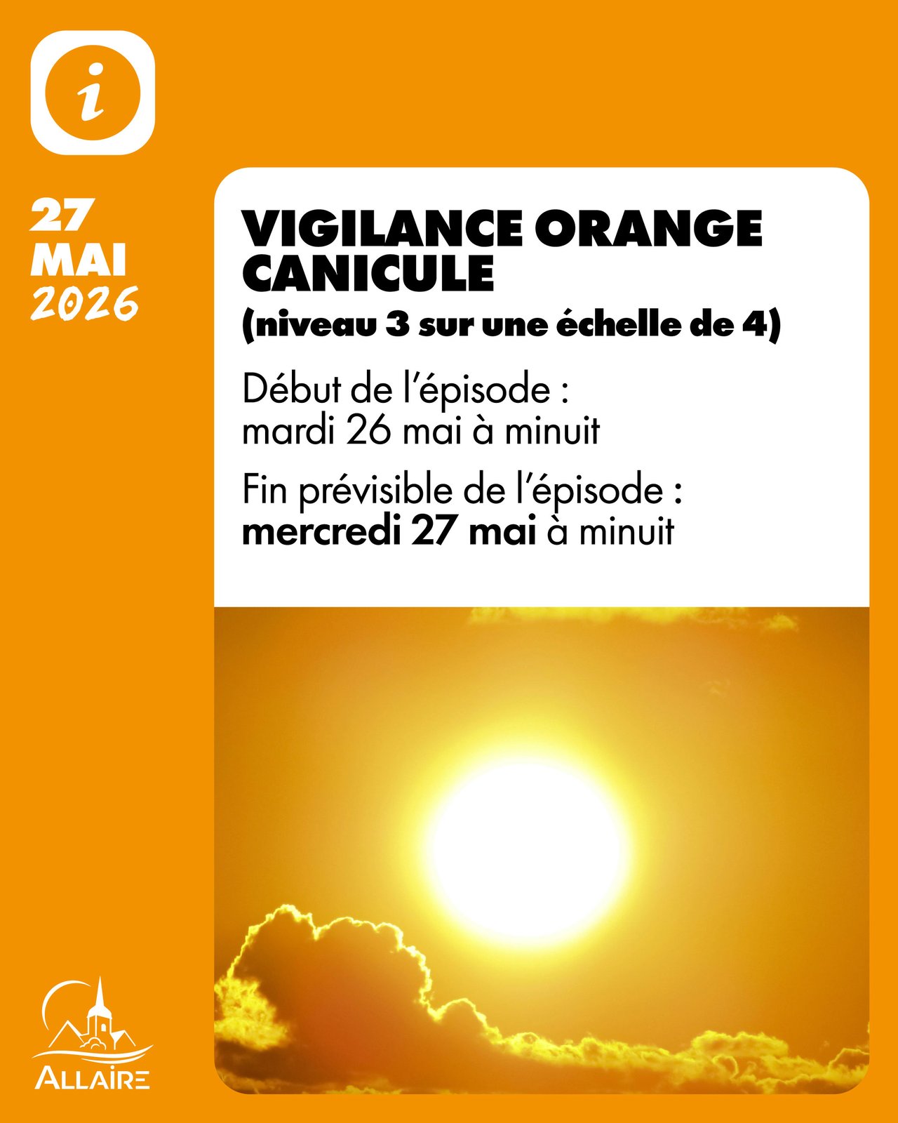 Prolongation de l’alerte canicule jusqu’au mercredi 27 mai