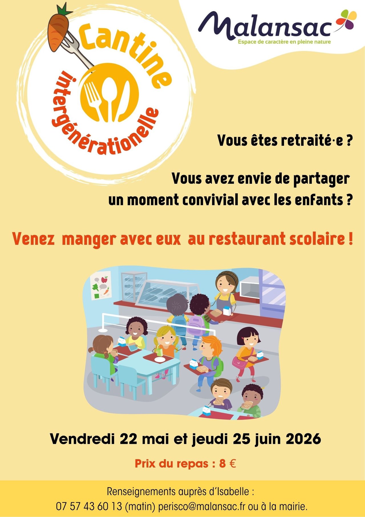 🍽 Prochaines dates pour la cantine intergénérationnelle !