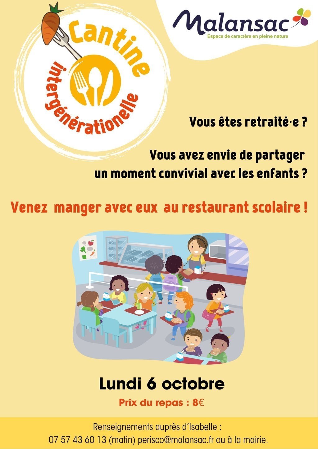 Repas Intergénérationnel – lundi 6 octobre