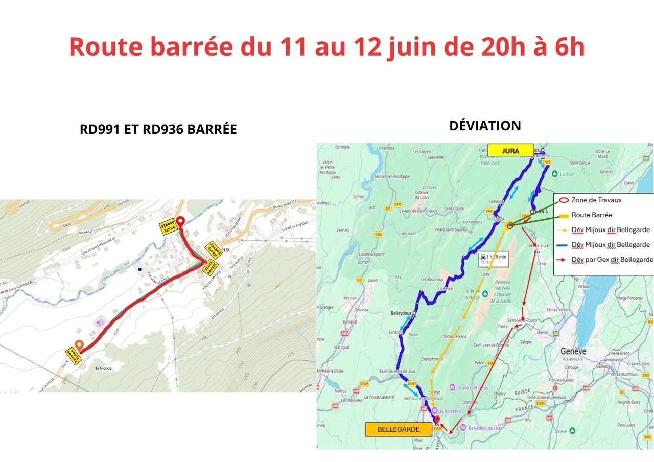 🚧Travaux RD 991 et 936 et 50