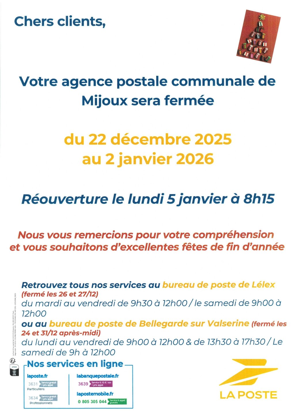 Fermeture agence postale Mijoux
