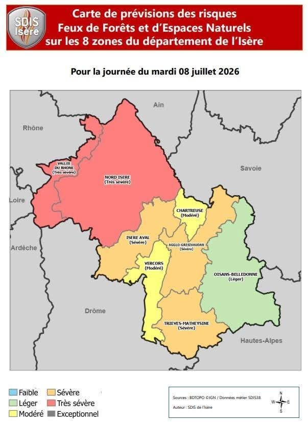 Niveau d'aléa sévère - Feu de forêts et d'espaces naturels