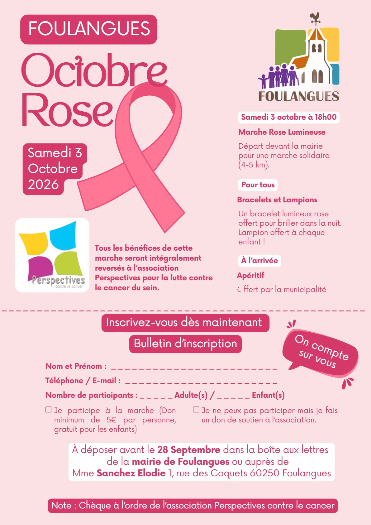 participation à la marche solidaire Octobre rose