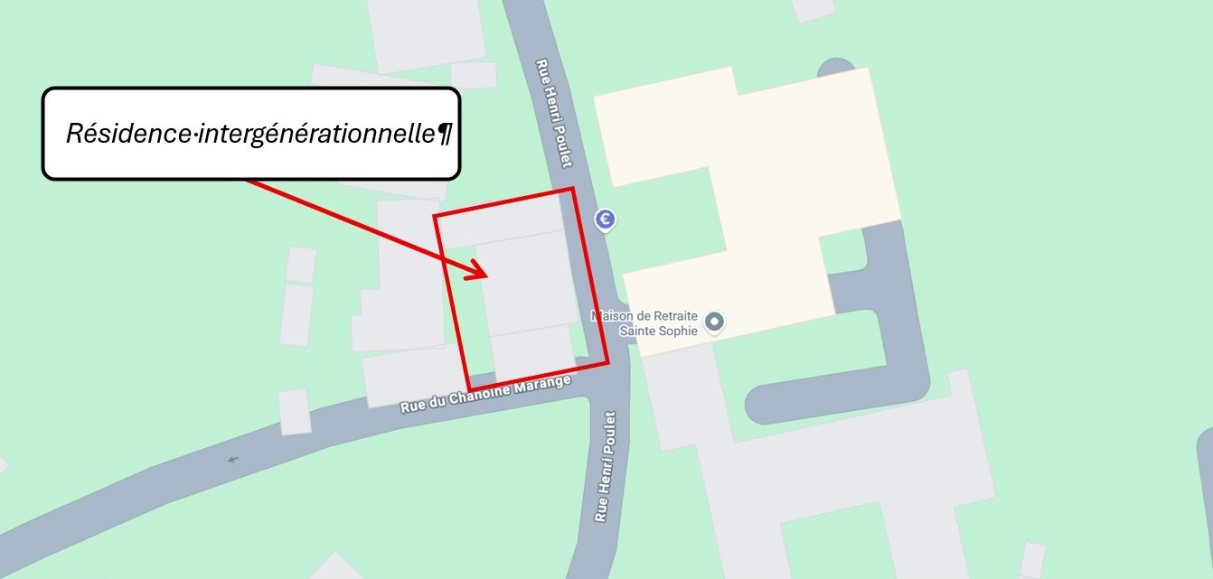 Localisation de la future résidence intergénérationnelle
