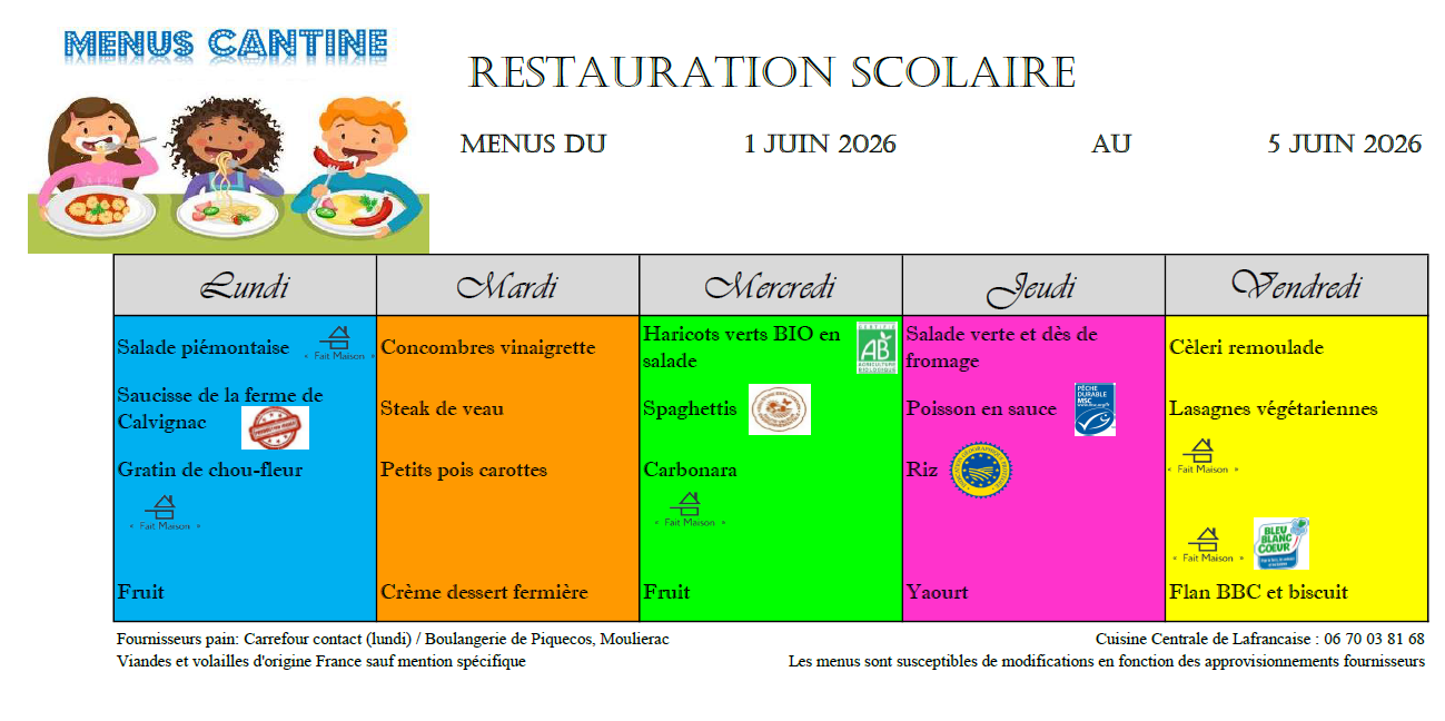 MENUS CANTINE
