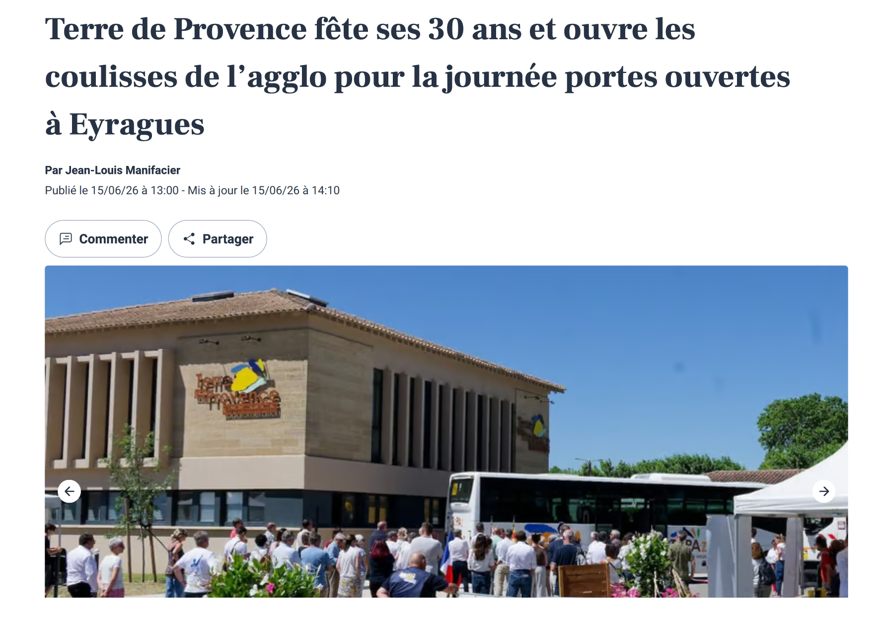 Publication La Provence du 15/06/26