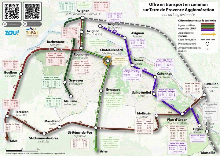 carte des transports en commun Terre de Provence Agglomération