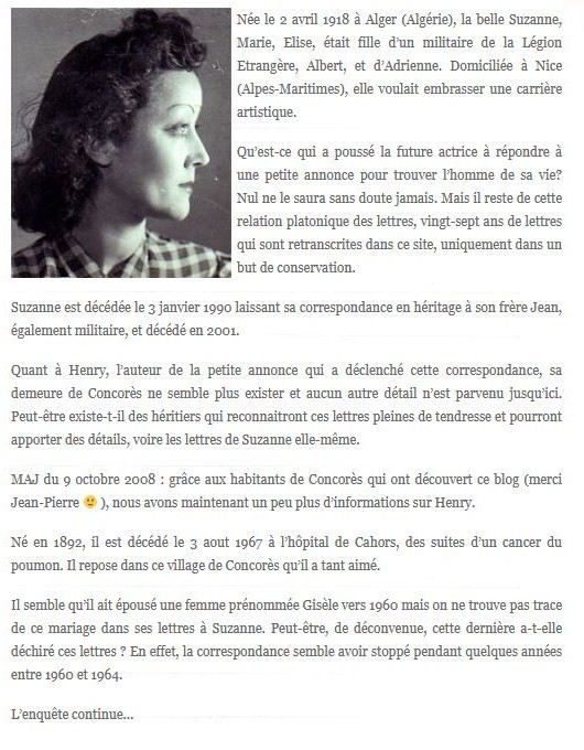 A propos de Suzanne et d'Henry