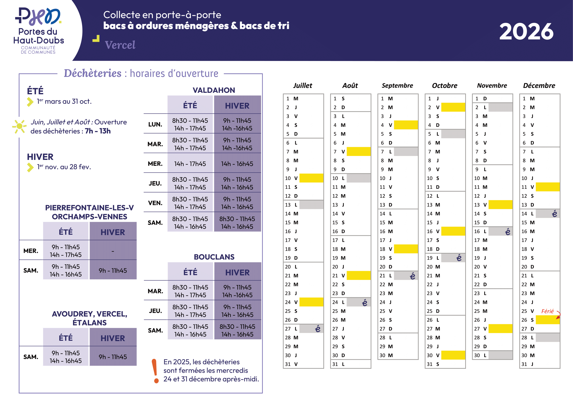 CALENDRIER DECHETS 2